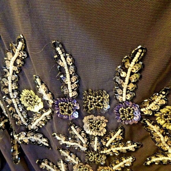 Adrianna Papell Beaded Gown‎ Sz 6 Purple Sleeveless Formal Evening Dress - Picture 8 of 11